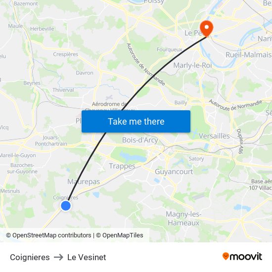 Coignieres to Le Vesinet map