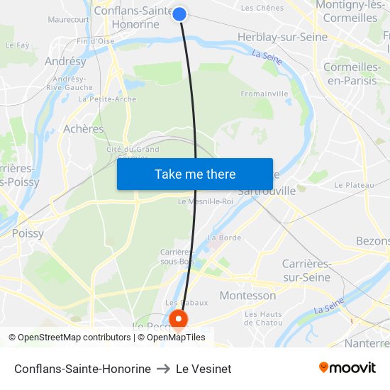 Conflans-Sainte-Honorine to Le Vesinet map