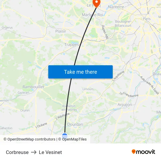 Corbreuse to Le Vesinet map