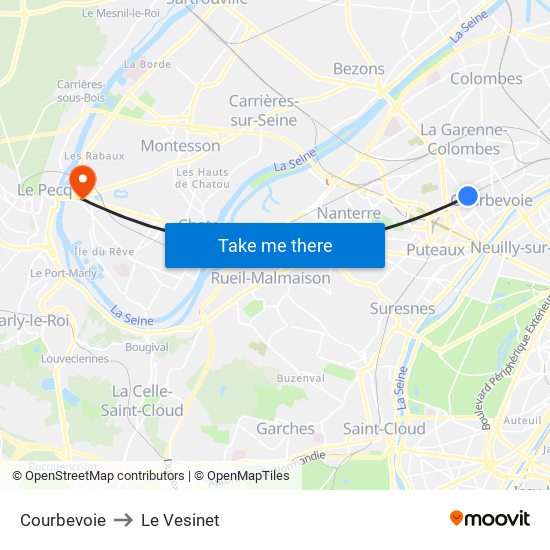 Courbevoie to Le Vesinet map