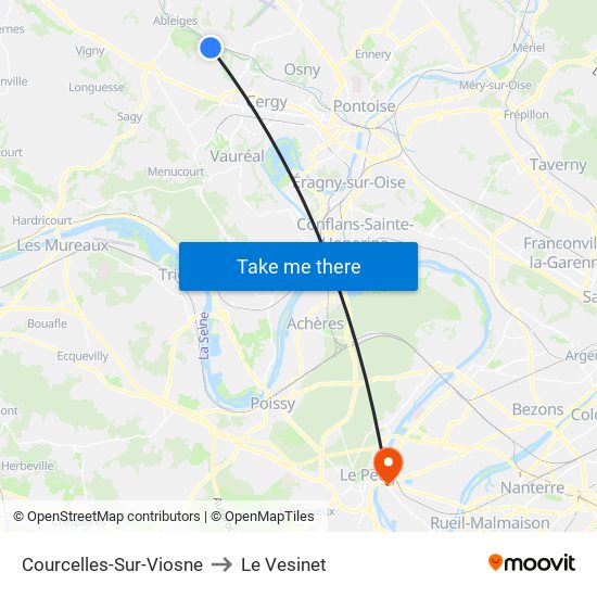 Courcelles-Sur-Viosne to Le Vesinet map