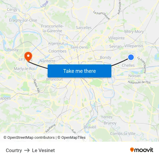 Courtry to Le Vesinet map