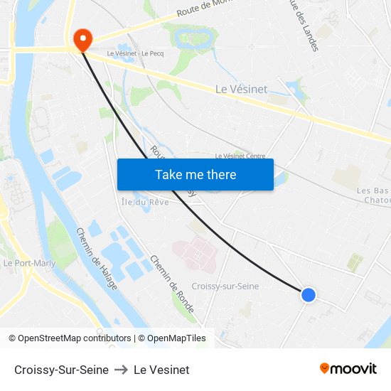 Croissy-Sur-Seine to Le Vesinet map