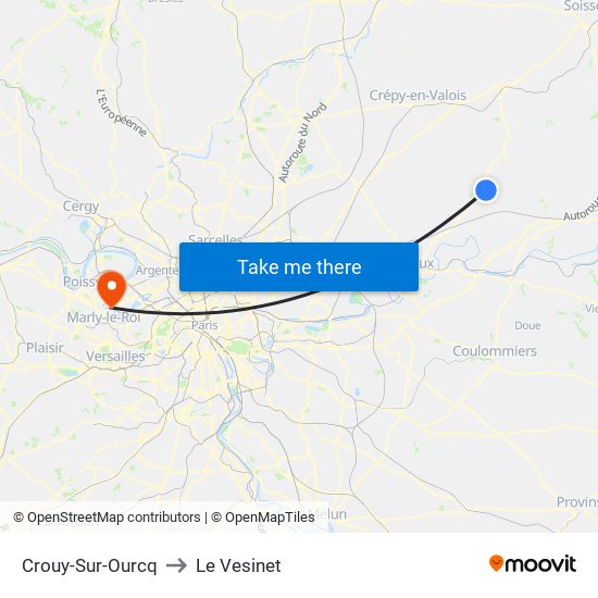 Crouy-Sur-Ourcq to Le Vesinet map