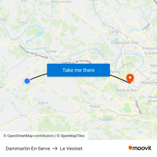 Dammartin-En-Serve to Le Vesinet map