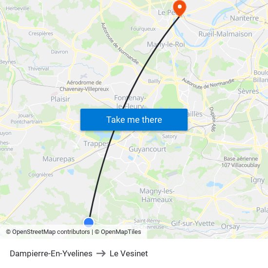 Dampierre-En-Yvelines to Le Vesinet map