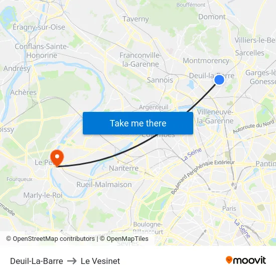 Deuil-La-Barre to Le Vesinet map