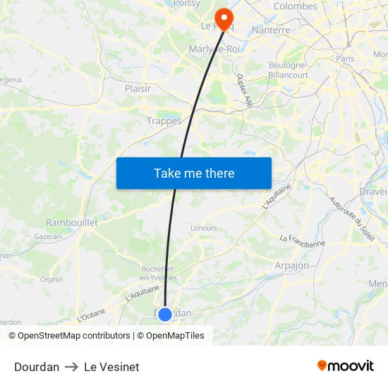 Dourdan to Le Vesinet map