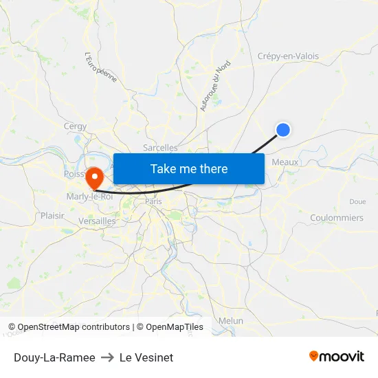 Douy-La-Ramee to Le Vesinet map