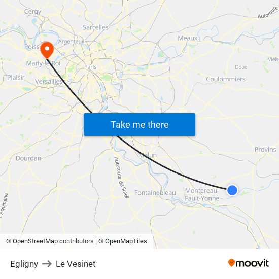Egligny to Le Vesinet map