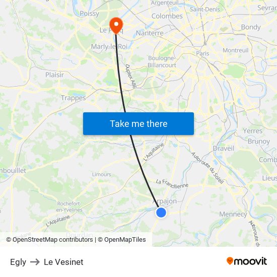 Egly to Le Vesinet map