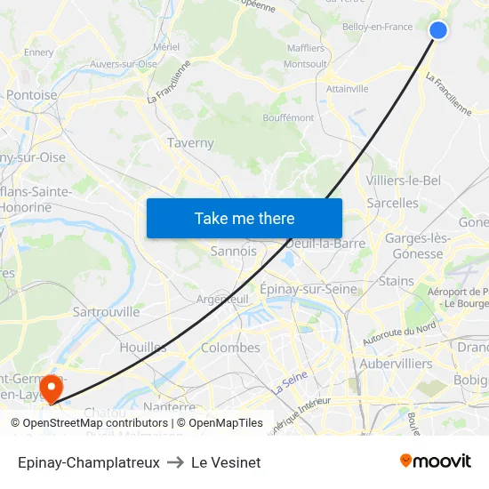 Epinay-Champlatreux to Le Vesinet map