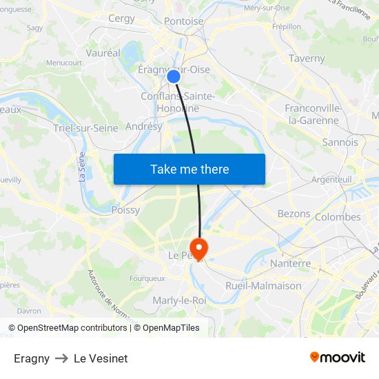 Eragny to Le Vesinet map