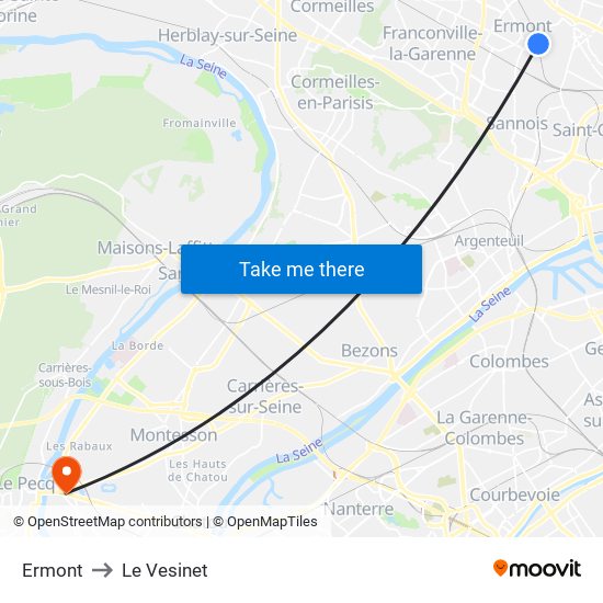 Ermont to Le Vesinet map