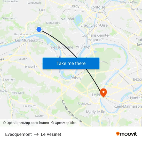 Evecquemont to Le Vesinet map