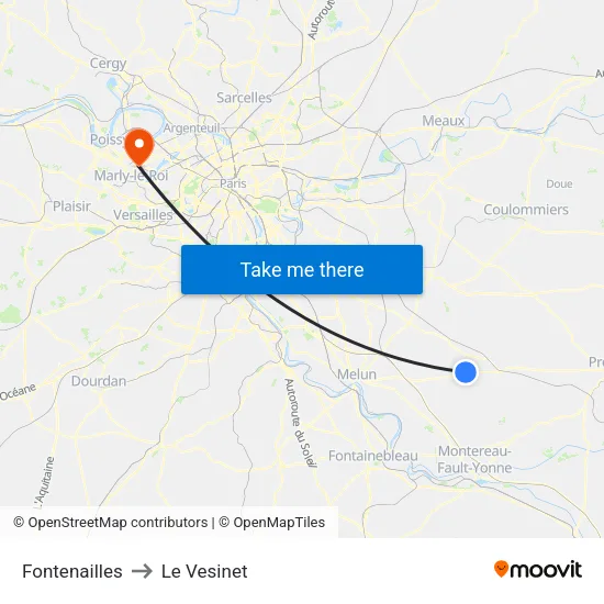 Fontenailles to Le Vesinet map