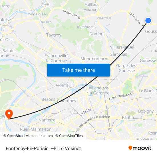 Fontenay-En-Parisis to Le Vesinet map