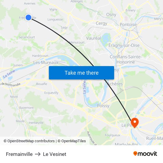 Fremainville to Le Vesinet map