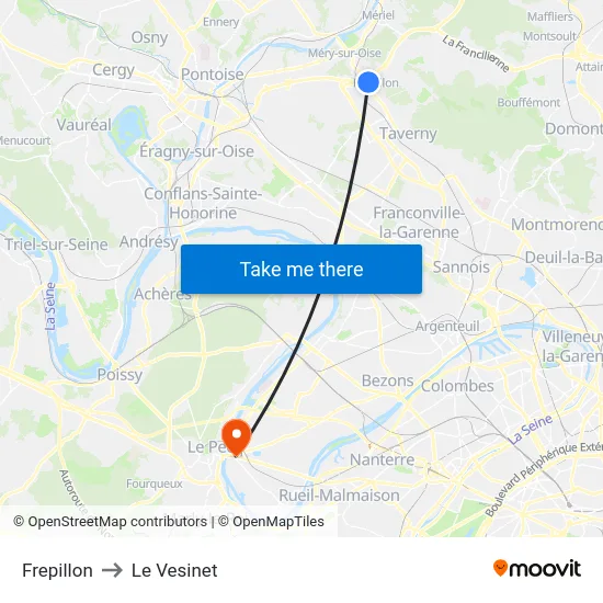 Frepillon to Le Vesinet map