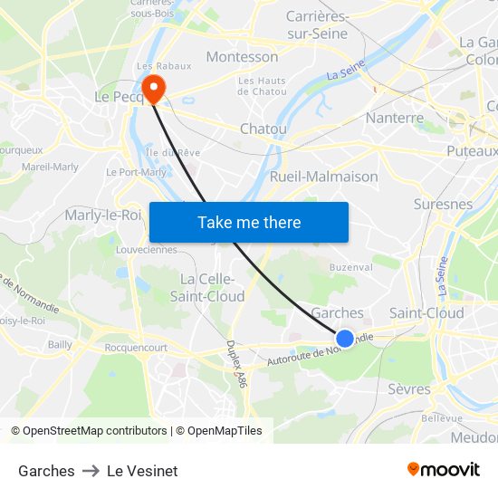 Garches to Le Vesinet map