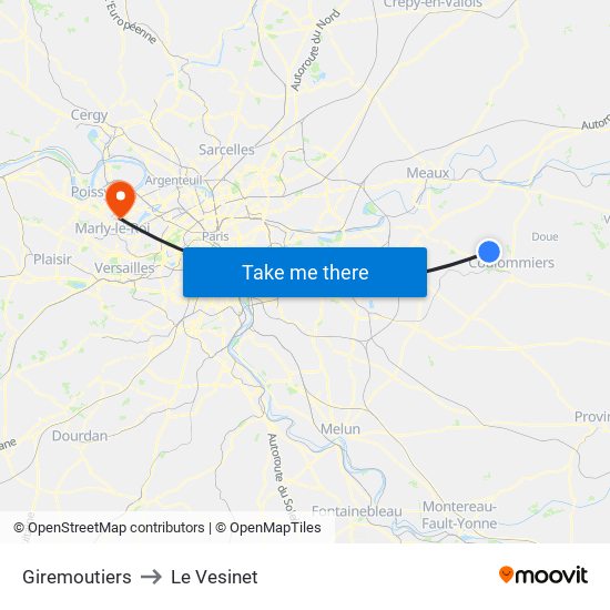 Giremoutiers to Le Vesinet map