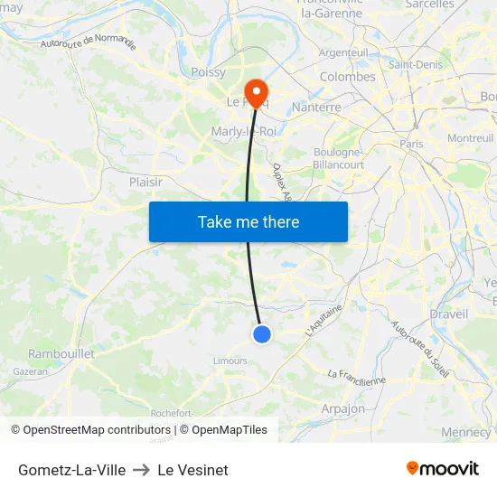 Gometz-La-Ville to Le Vesinet map