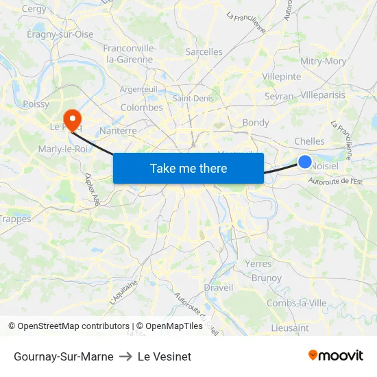 Gournay-Sur-Marne to Le Vesinet map