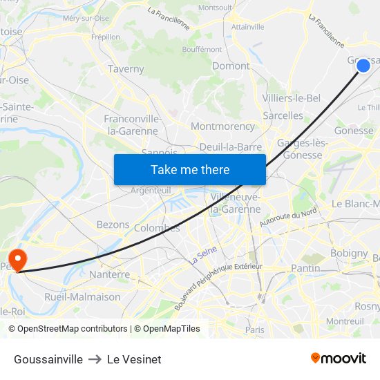 Goussainville to Le Vesinet map