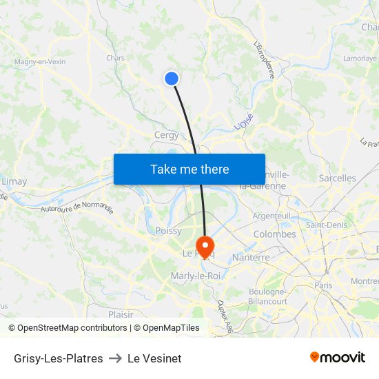 Grisy-Les-Platres to Le Vesinet map