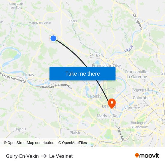 Guiry-En-Vexin to Le Vesinet map