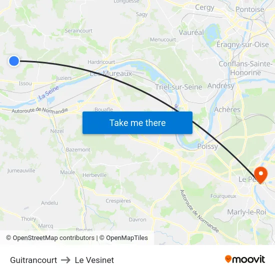 Guitrancourt to Le Vesinet map