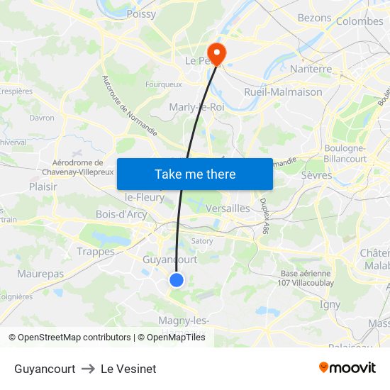 Guyancourt to Le Vesinet map