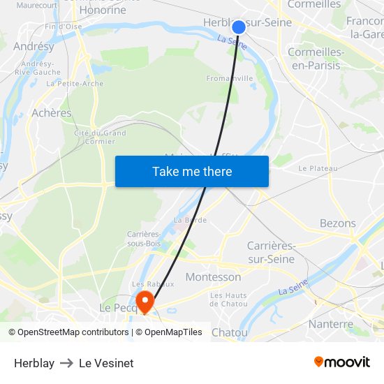 Herblay to Le Vesinet map