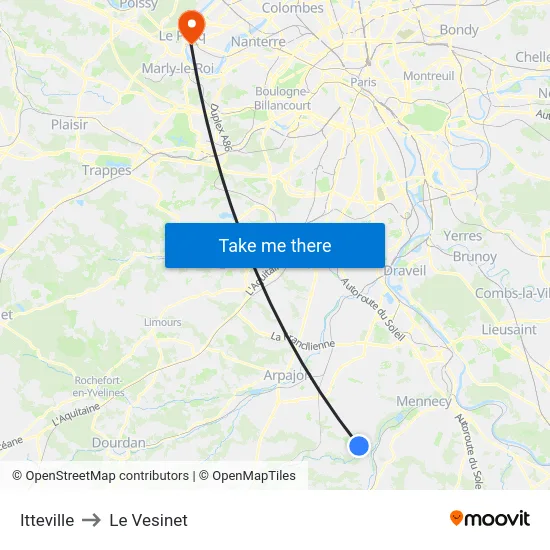 Itteville to Le Vesinet map