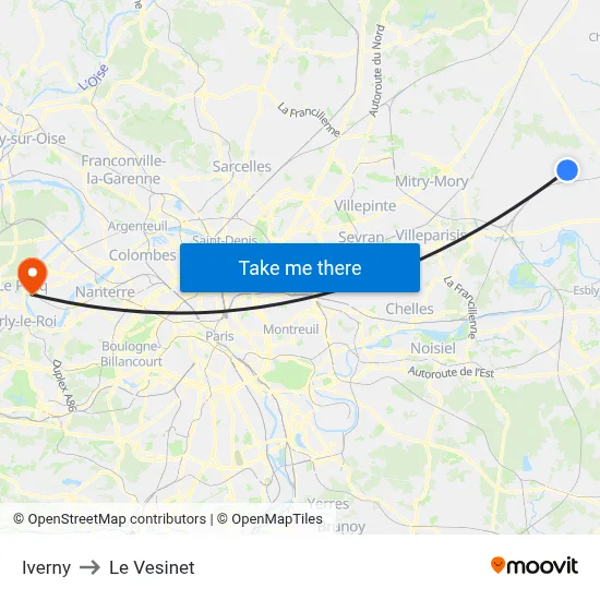 Iverny to Le Vesinet map