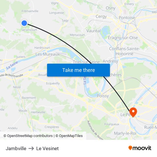 Jambville to Le Vesinet map