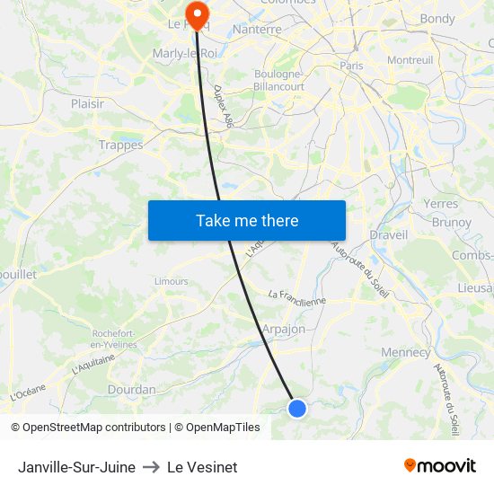 Janville-Sur-Juine to Le Vesinet map