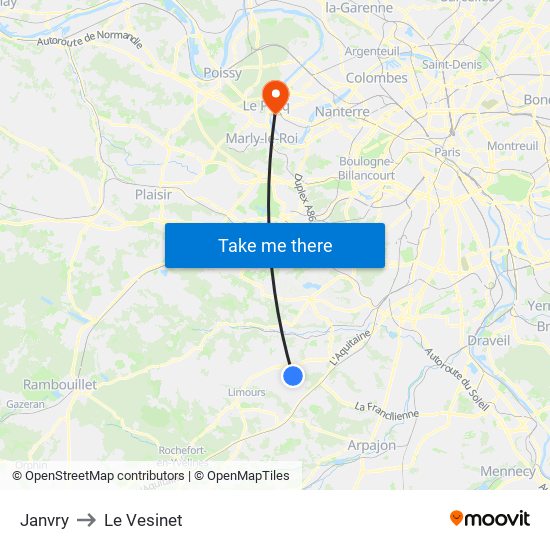 Janvry to Le Vesinet map