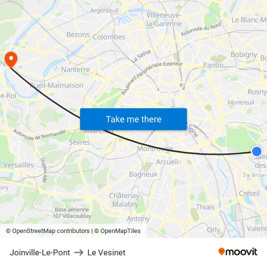 Joinville-Le-Pont to Le Vesinet map