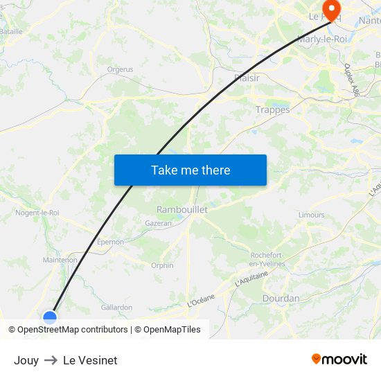 Jouy to Le Vesinet map