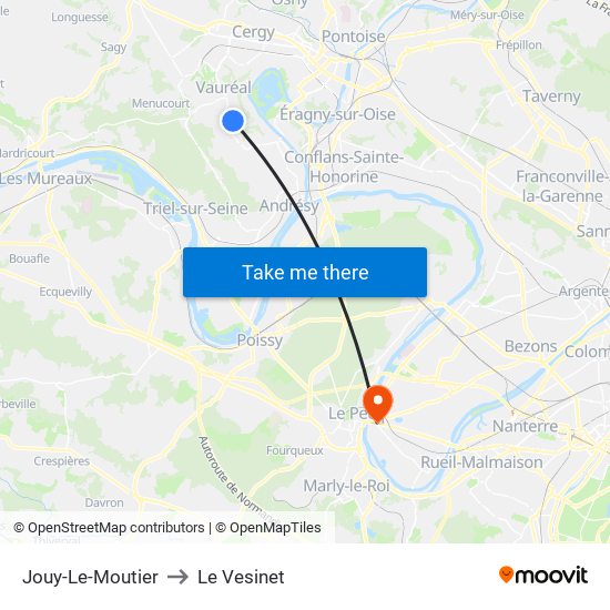 Jouy-Le-Moutier to Le Vesinet map