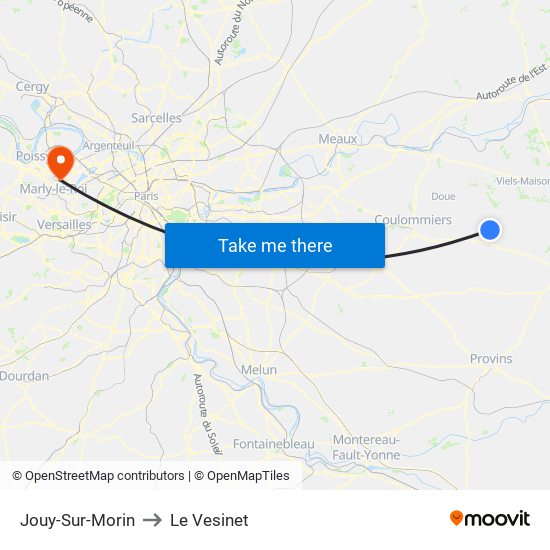 Jouy-Sur-Morin to Le Vesinet map