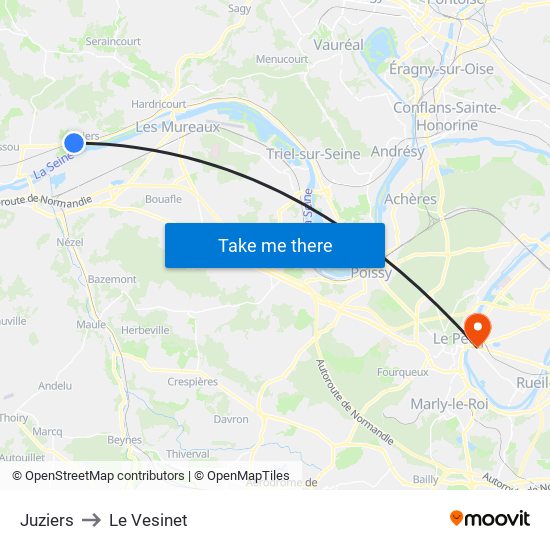Juziers to Le Vesinet map