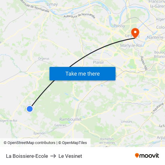 La Boissiere-Ecole to Le Vesinet map