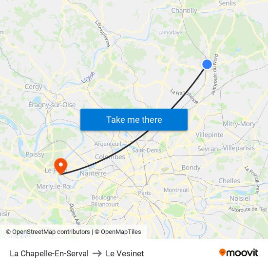 La Chapelle-En-Serval to Le Vesinet map