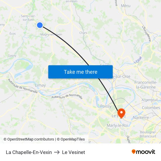 La Chapelle-En-Vexin to Le Vesinet map