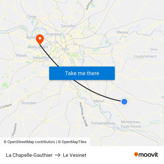 La Chapelle-Gauthier to Le Vesinet map