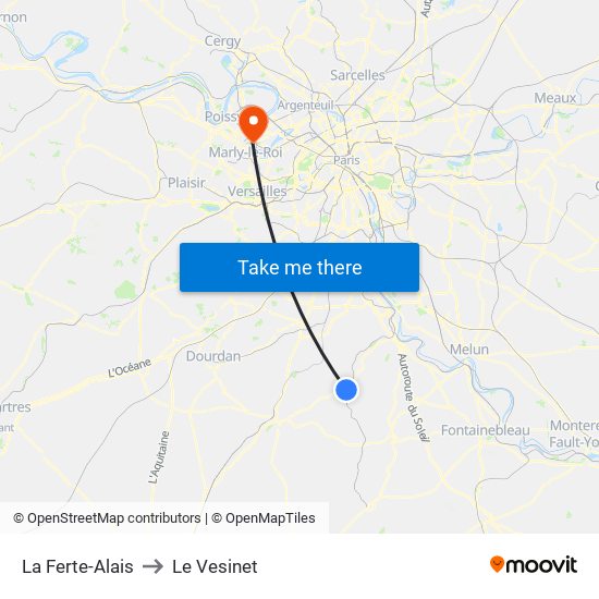 La Ferte-Alais to Le Vesinet map