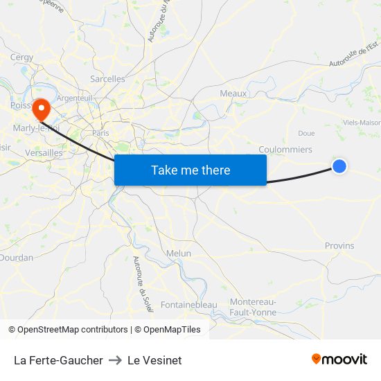 La Ferte-Gaucher to Le Vesinet map