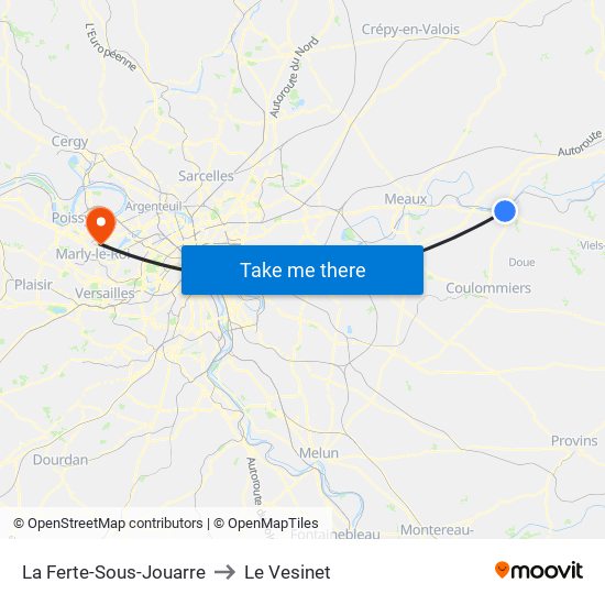 La Ferte-Sous-Jouarre to Le Vesinet map